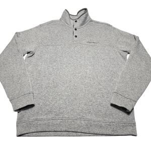 Eddie Bauer Sweater Grey Radiator Snap Fleece Men's XL Hike Camp Fish Outdoors